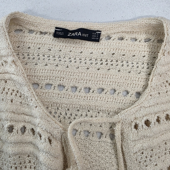 Zara Women's Cream Knit Tie front  Cardigan - Picture 8 of 10